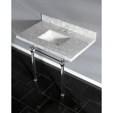 Fauceture KVPB3630MASQ1 36-Inch Marble Console Sink with Acrylic Feet, Carrara Marble/Polished Chrome