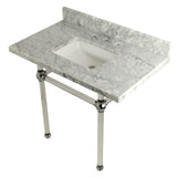 Fauceture KVPB3630MASQ1 36-Inch Marble Console Sink with Acrylic Feet, Carrara Marble/Polished Chrome