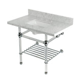 Templeton KVPB3630MASQB1 36-Inch Console Sink with Acrylic Legs (8-Inch, 3 Hole), Carrara Marble/Polished Chrome