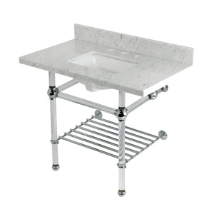 Templeton KVPB3630MASQB1 36-Inch Console Sink with Acrylic Legs (8-Inch, 3 Hole), Carrara Marble/Polished Chrome