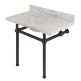 Fauceture KVPB3630MB5 36-Inch Marble Console Sink with Brass Feet, Carrara Marble/Oil Rubbed Bronze