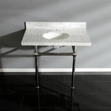 Fauceture KVPB3630MB6 36-Inch Marble Console Sink with Brass Feet, Carrara Marble/Polished Nickel