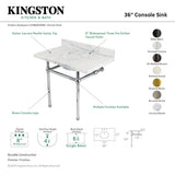 Fauceture KVPB3630MB8 36-Inch Marble Console Sink with Brass Feet, Carrara Marble/Brushed Nickel