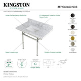 Fauceture KVPB3630MBSQ5 36-Inch Marble Console Sink with Brass Feet, Carrara Marble/Oil Rubbed Bronze