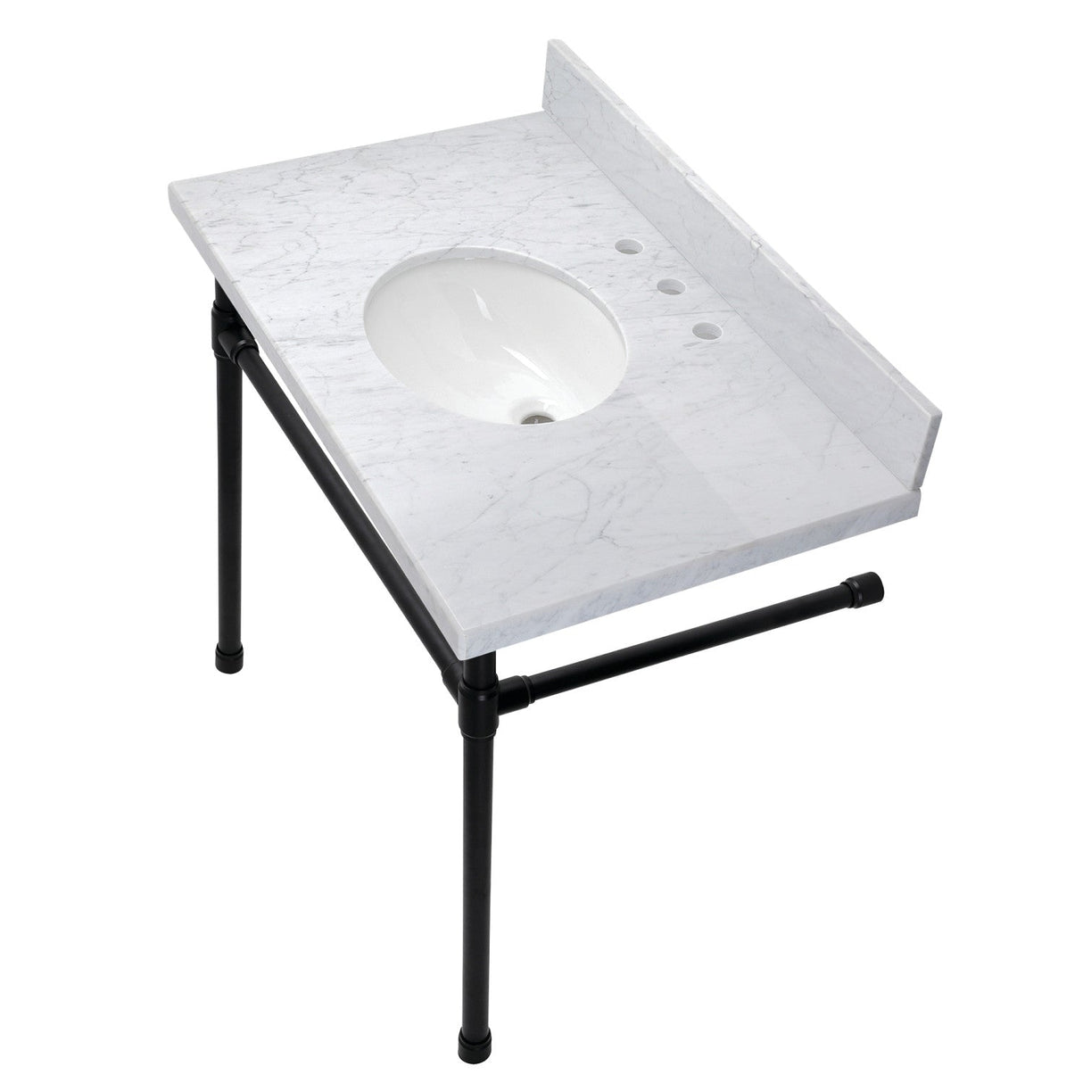 Dreyfuss KVPB36M80ST Console Sink, Marble White/Matte Black