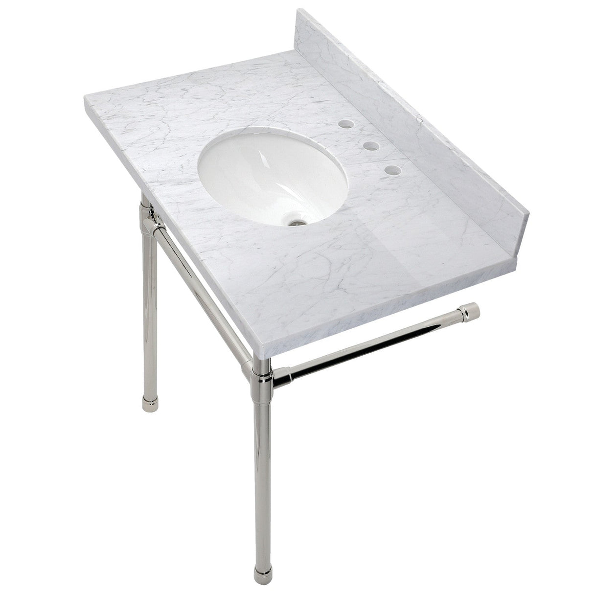 Dreyfuss KVPB36M86ST Console Sink, Marble White/Polished Nickel