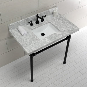 Dreyfuss KVPB36M8SQ0ST Console Sink, Marble White/Matte Black