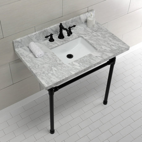 Dreyfuss KVPB36M8SQ0ST Console Sink, Marble White/Matte Black