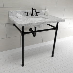 Dreyfuss KVPB36M8SQ0ST Console Sink, Marble White/Matte Black