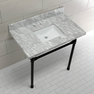 Dreyfuss KVPB36M8SQ0ST Console Sink, Marble White/Matte Black