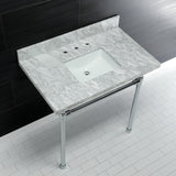 Dreyfuss KVPB36M8SQ1ST Console Sink, Marble White/Polished Chrome