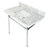 Dreyfuss KVPB36M8SQ1ST Console Sink, Marble White/Polished Chrome