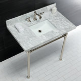 Dreyfuss KVPB36M8SQ6ST Console Sink, Marble White/Polished Nickel