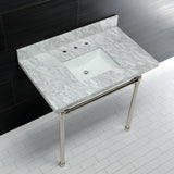 Dreyfuss KVPB36M8SQ6ST Console Sink, Marble White/Polished Nickel