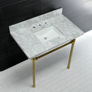 Dreyfuss KVPB36M8SQ7ST Console Sink, Marble White/Brushed Brass