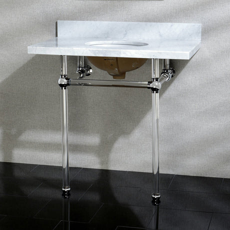 Fauceture KVPB36MA1 36-Inch Marble Console Sink with Acrylic Feet, Carrara Marble/Polished Chrome