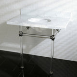 Fauceture KVPB36MA1 36-Inch Marble Console Sink with Acrylic Feet, Carrara Marble/Polished Chrome