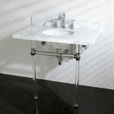 Fauceture KVPB36MA1 36-Inch Marble Console Sink with Acrylic Feet, Carrara Marble/Polished Chrome