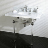 Fauceture KVPB36MA1 36-Inch Marble Console Sink with Acrylic Feet, Carrara Marble/Polished Chrome