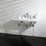Fauceture KVPB36MA1 36-Inch Marble Console Sink with Acrylic Feet, Carrara Marble/Polished Chrome