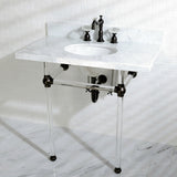 Fauceture KVPB36MA5 36-Inch Marble Console Sink with Acrylic Feet, Carrara Marble/Oil Rubbed Bronze