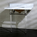 Fauceture KVPB36MA8 36-Inch Marble Console Sink with Acrylic Feet, Carrara Marble/Brushed Nickel