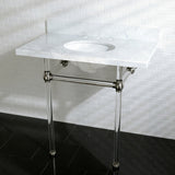 Fauceture KVPB36MA8 36-Inch Marble Console Sink with Acrylic Feet, Carrara Marble/Brushed Nickel