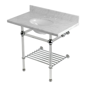 Templeton KVPB36MAB1 36-Inch Console Sink with Acrylic Legs (8-Inch, 3 Hole), Carrara Marble/Polished Chrome