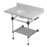 Templeton KVPB36MAB5 36-Inch Console Sink with Acrylic Legs (8-Inch, 3 Hole), Carrara Marble/Oil Rubbed Bronze