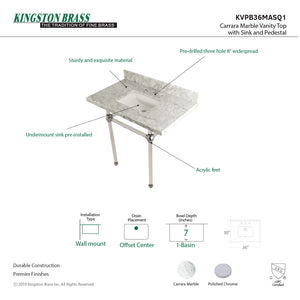 Fauceture KVPB36MASQ1 36-Inch Marble Console Sink with Acrylic Feet, Carrara Marble/Polished Chrome