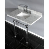 Fauceture KVPB36MASQ1 36-Inch Marble Console Sink with Acrylic Feet, Carrara Marble/Polished Chrome