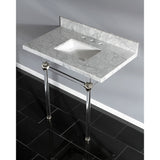 Fauceture KVPB36MASQ6 36-Inch Marble Console Sink with Acrylic Feet, Carrara Marble/Polished Nickel