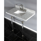 Fauceture KVPB36MASQ6 36-Inch Marble Console Sink with Acrylic Feet, Carrara Marble/Polished Nickel