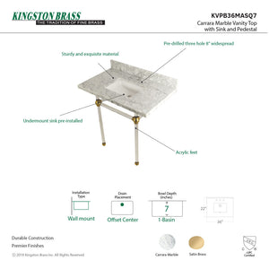 Fauceture KVPB36MASQ7 36-Inch Marble Console Sink with Acrylic Feet, Carrara Marble/Brushed Brass