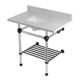 Templeton KVPB36MASQB5 36-Inch Console Sink with Acrylic Legs (8-Inch, 3 Hole), Carrara Marble/Oil Rubbed Bronze