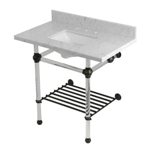 Templeton KVPB36MASQB5 36-Inch Console Sink with Acrylic Legs (8-Inch, 3 Hole), Carrara Marble/Oil Rubbed Bronze