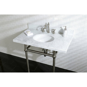Fauceture KVPB36MB8 36-Inch Marble Console Sink with Brass Feet, Carrara Marble/Brushed Nickel