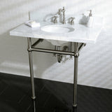 Fauceture KVPB36MB8 36-Inch Marble Console Sink with Brass Feet, Carrara Marble/Brushed Nickel