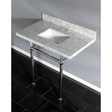 Fauceture KVPB36MBSQ1 36-Inch Marble Console Sink with Brass Feet, Carrara Marble/Polished Chrome