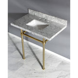 Fauceture KVPB36MBSQ7 36-Inch Marble Console Sink with Brass Feet, Carrara Marble/Brushed Brass