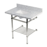 Templeton KVPB36MBSQB6 36-Inch Console Sink with Brass Legs (8-Inch, 3 Hole), Carrara Marble/Polished Nickel