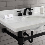 Fauceture KVPB36MOQ0 36-Inch Carrara Marble Console Sink, Marble White/Matte Black