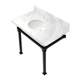 Fauceture KVPB36MOQ0 36-Inch Carrara Marble Console Sink, Marble White/Matte Black