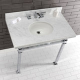 Fauceture KVPB36MOQ1 36-Inch Carrara Marble Console Sink, Marble White/Polished Chrome