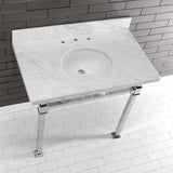 Fauceture KVPB36MOQ1 36-Inch Carrara Marble Console Sink, Marble White/Polished Chrome