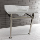 Fauceture KVPB36MOQ6 36-Inch Carrara Marble Console Sink, Marble White/Polished Nickel