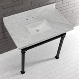 Fauceture KVPB36MSQ0 36-Inch Carrara Marble Console Sink, Marble White/Matte Black