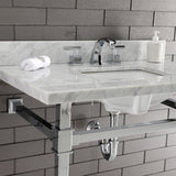 Fauceture KVPB36MSQ1 36-Inch Carrara Marble Console Sink, Marble White/Polished Chrome