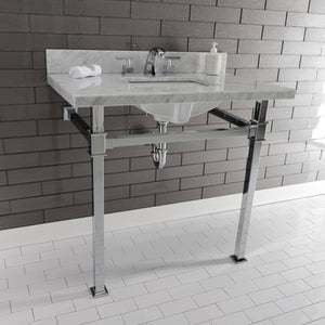 Fauceture KVPB36MSQ1 36-Inch Carrara Marble Console Sink, Marble White/Polished Chrome