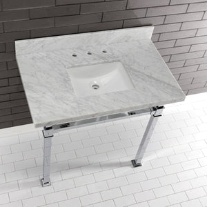 Fauceture KVPB36MSQ1 36-Inch Carrara Marble Console Sink, Marble White/Polished Chrome